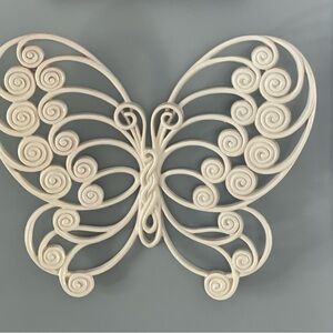 Vintage 1976  Burwood Cream Butterfly Wall Decor.